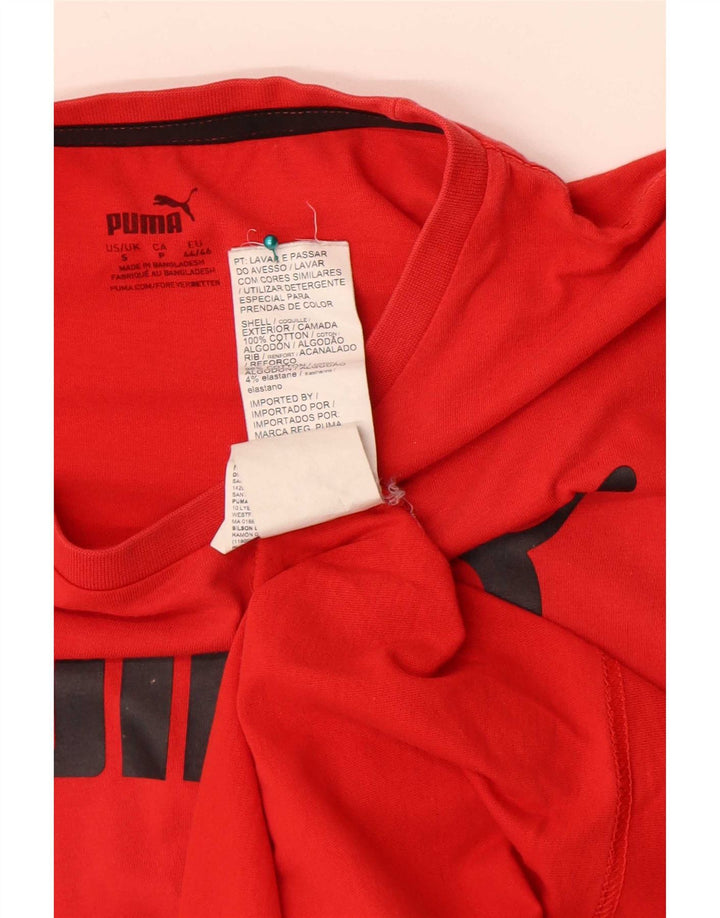 Puma Mens Graphic T-Shirt Top Pequeno Algodão Vermelho