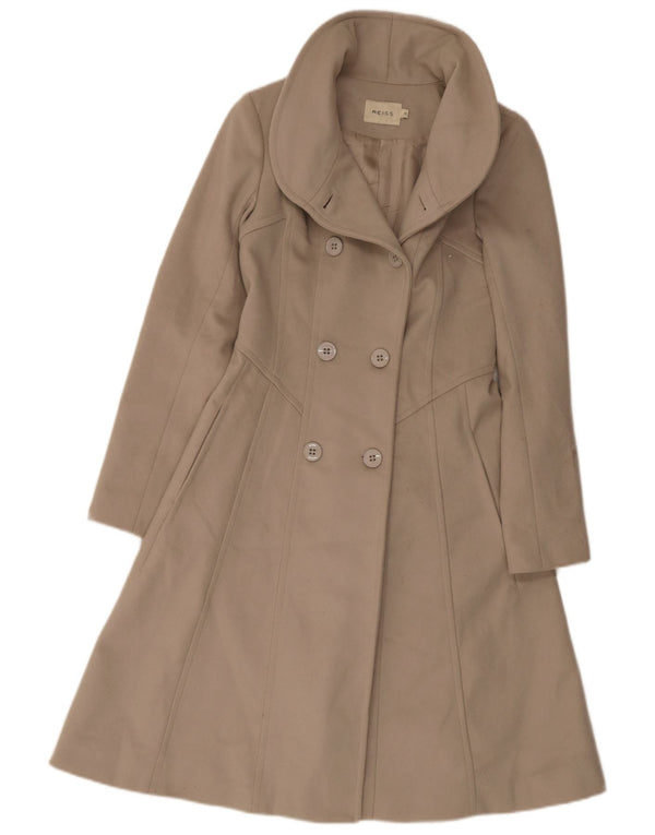 Casaco feminino Reiss com peito duplo Reino Unido 6 XS lã virgem bege