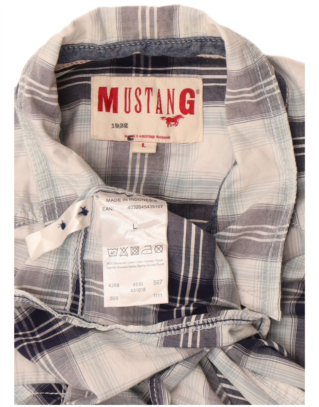 Camisa masculina Mustang grande de algodão xadrez multicolorido