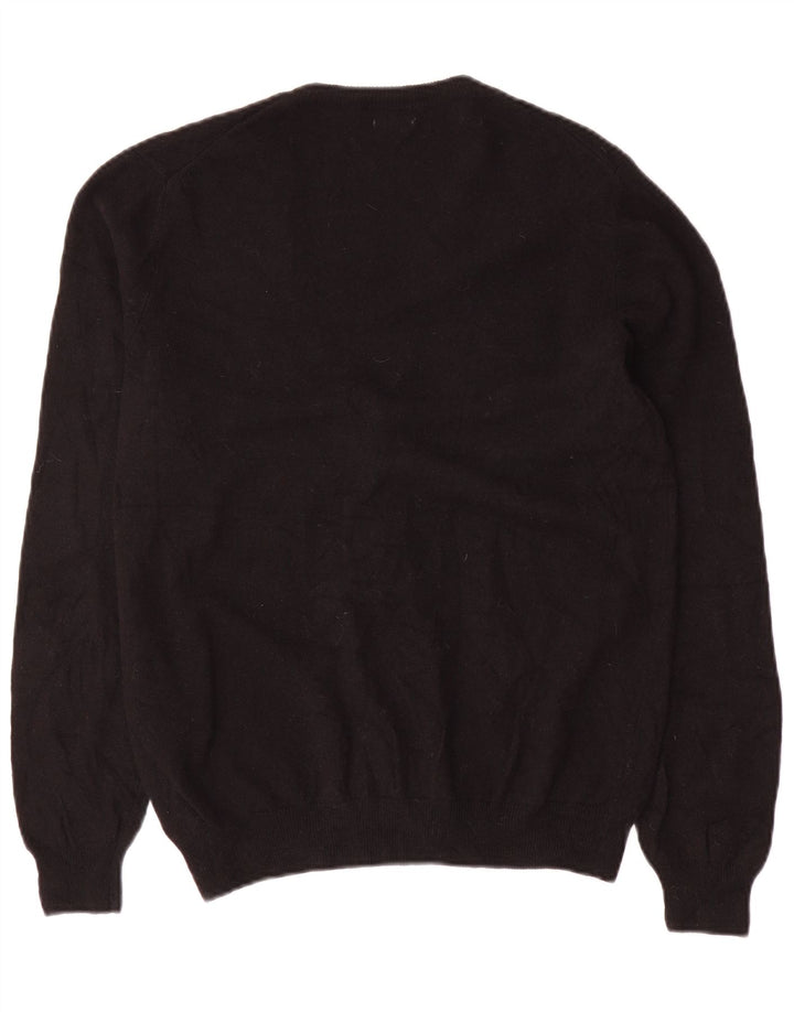 Suéter cardigã feminino BENETTON Reino Unido 18 XL lã merino preta