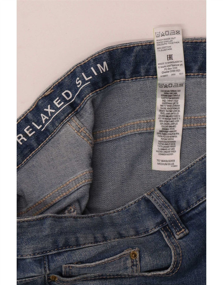 Marks & Spencer Jeans Slim Feminino Reino Unido 12 Médio W32 L28 Azul Floral