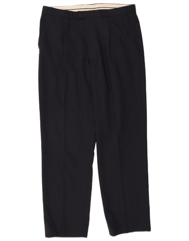 Calça masculina Marks & Spencer Pegged Suit W36 L31 azul marinho poliéster