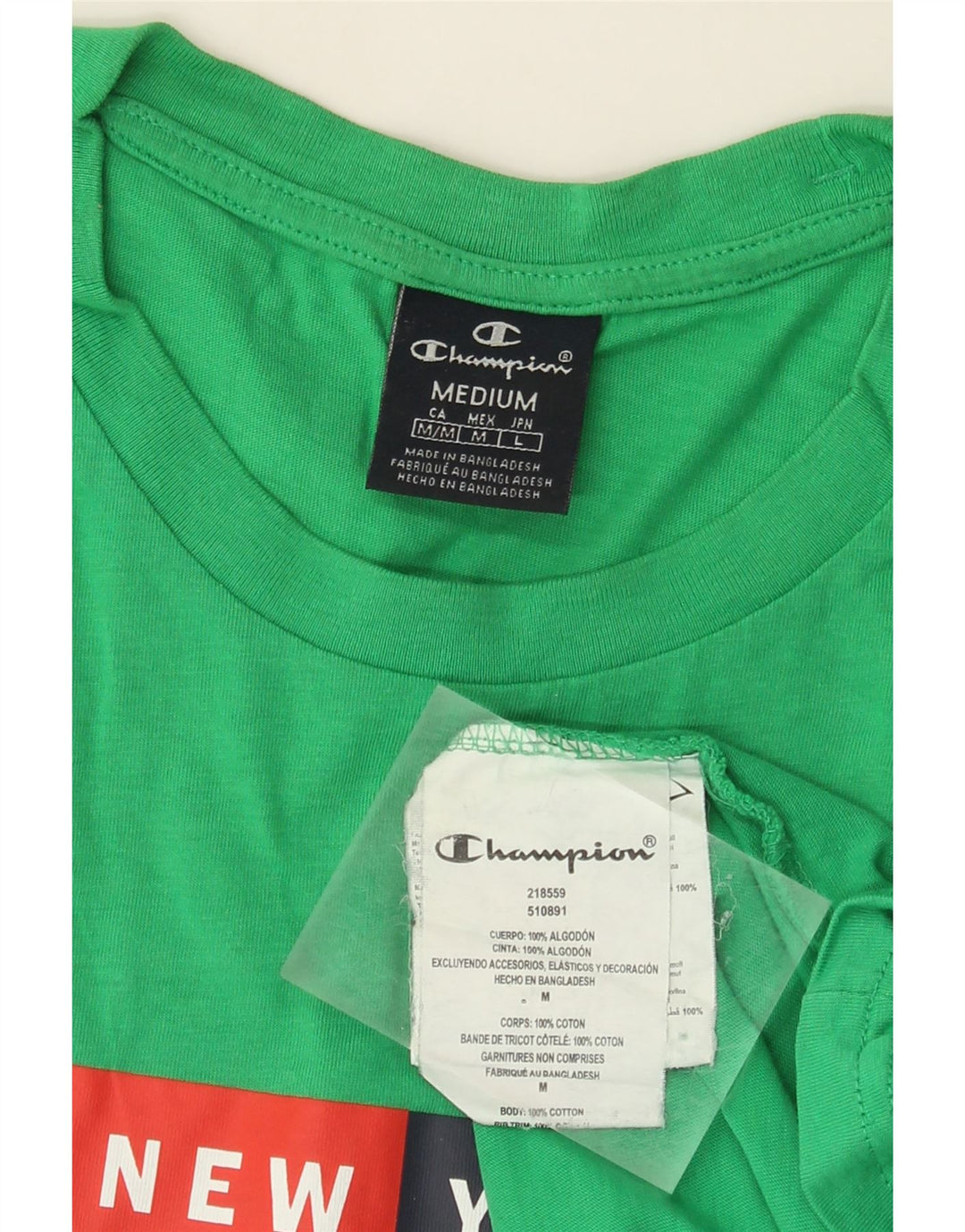 Campeão Mens Graphic T-Shirt Top Médio Algodão Verde