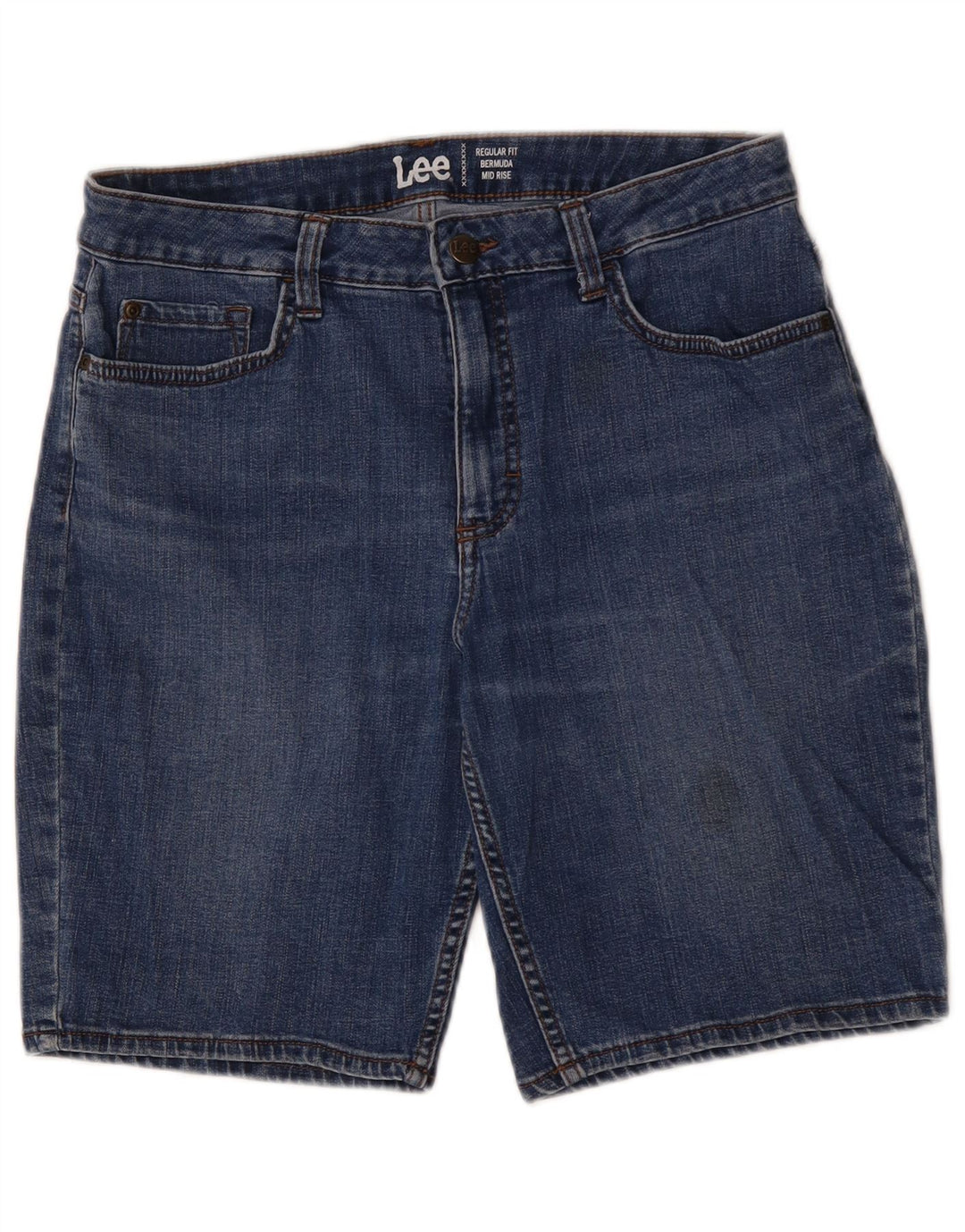 Bermuda jeans feminina LEE cintura média regular fit W32 grande azul