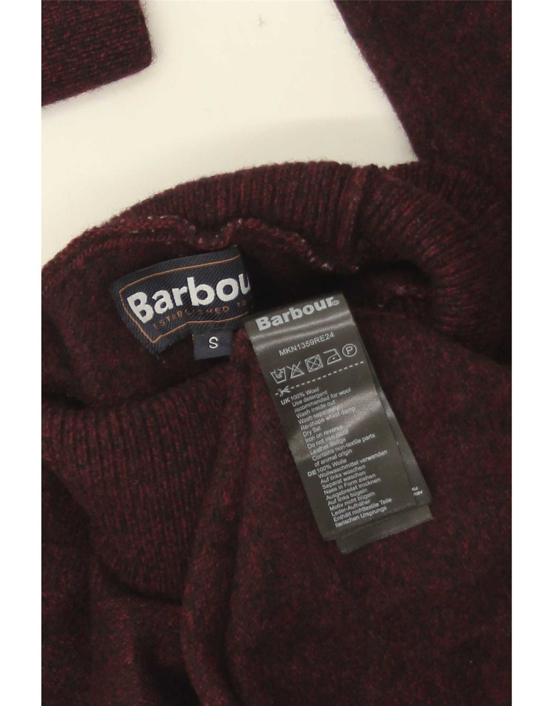 Suéter feminino Barbour com gola redonda Reino Unido 10 lã marrom pequena