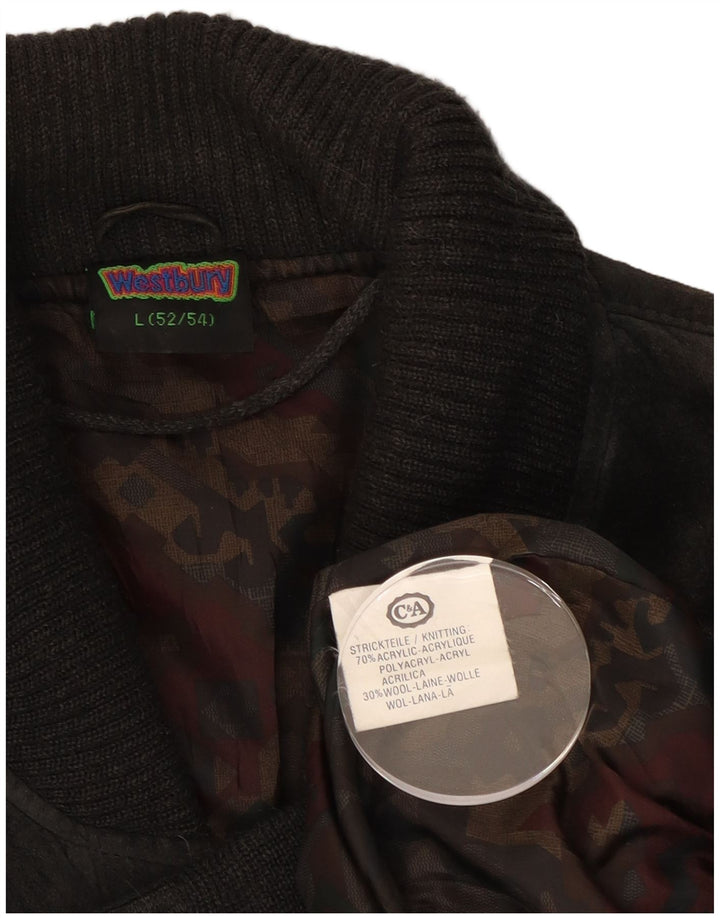 C&A Mens Westbury Bomber Knit Bomber Jacket EU 52/54 Grande Cinza Listrado