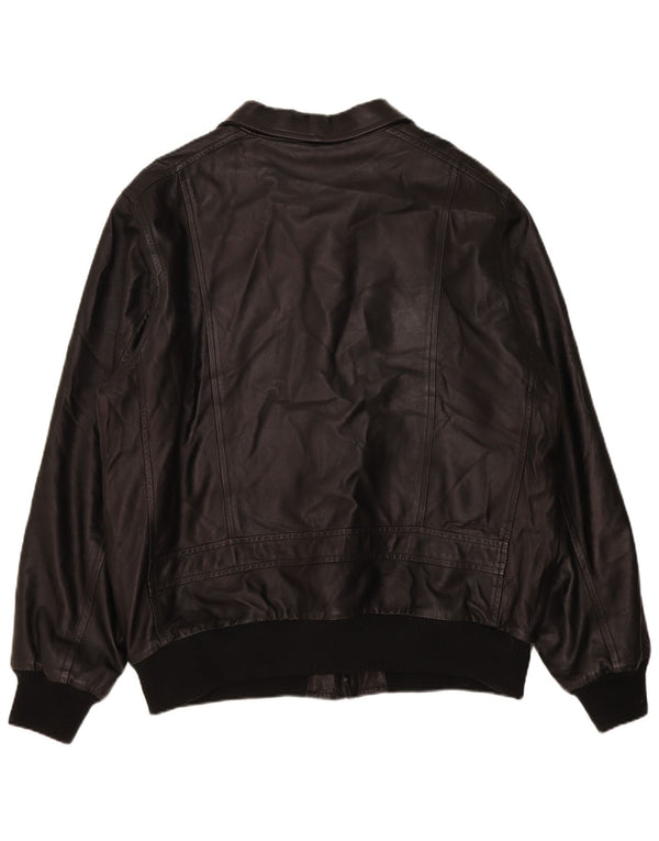 Jaqueta de couro masculina vintage UK 42 XL preta