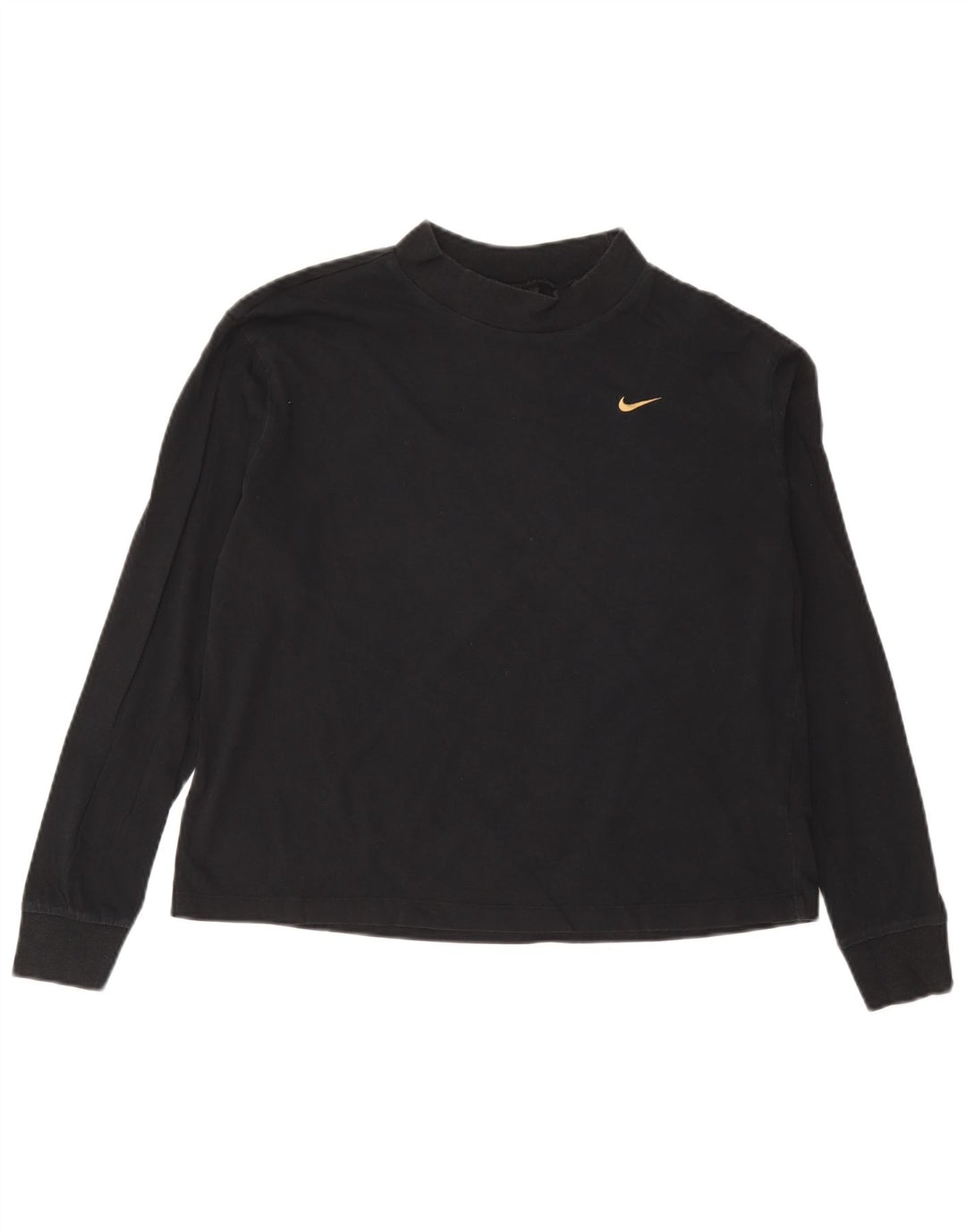 Top feminino Nike manga comprida UK 10 pequeno algodão preto