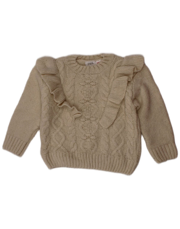 Suéter ZARA para bebês meninas com gola redonda, 18 a 24 meses, branco