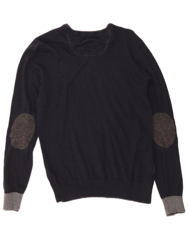 Zara Suéter masculino com gola V e algodão geométrico preto médio
