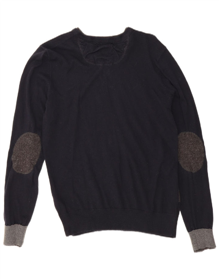 Zara Suéter masculino com gola V e algodão geométrico preto médio