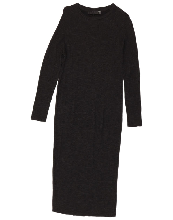 Vestido maxi feminino de manga comprida Zara UK 10 pequeno preto