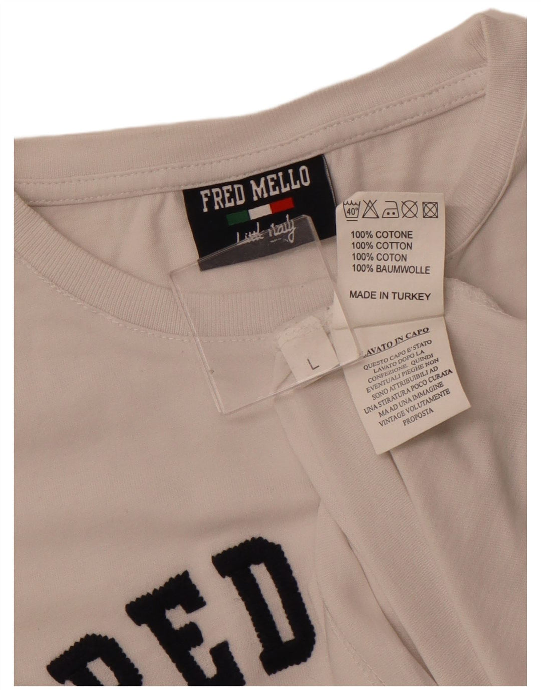 Camiseta gráfica masculina FRED MELLO grande algodão branco