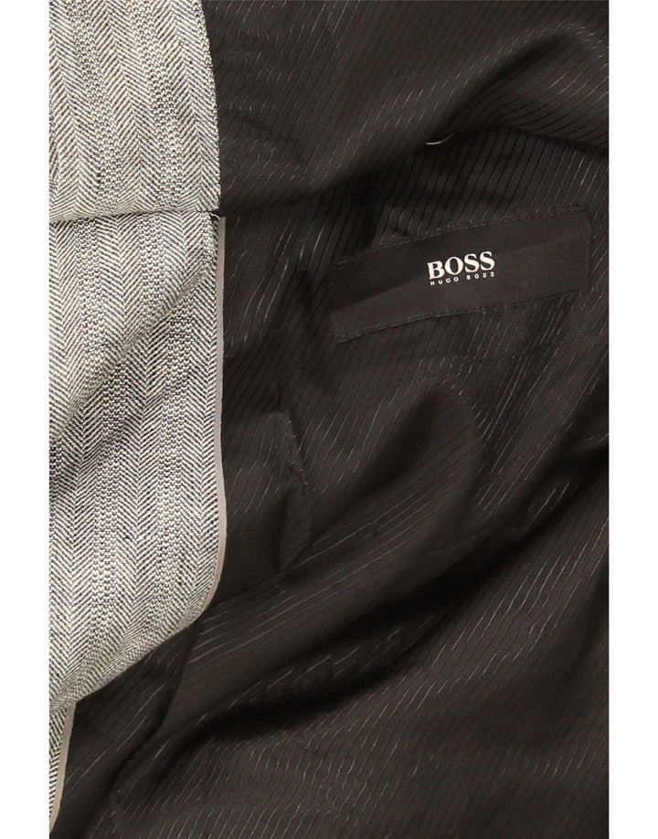 Jaqueta Blazer Masculina Hugo Boss com 2 Botões EU 62 6XL Linho Cinza