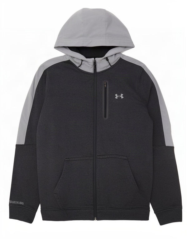 Suéter masculino Under Armour com capuz e zíper grande algodão colorblock azul marinho