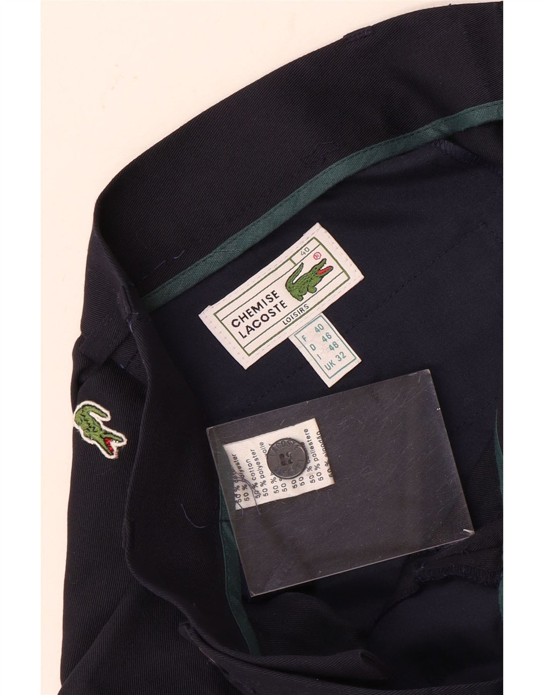 Lacoste Mens Pegged Chino Shorts Tamanho 40 Médio W32 Azul Marinho Algodão