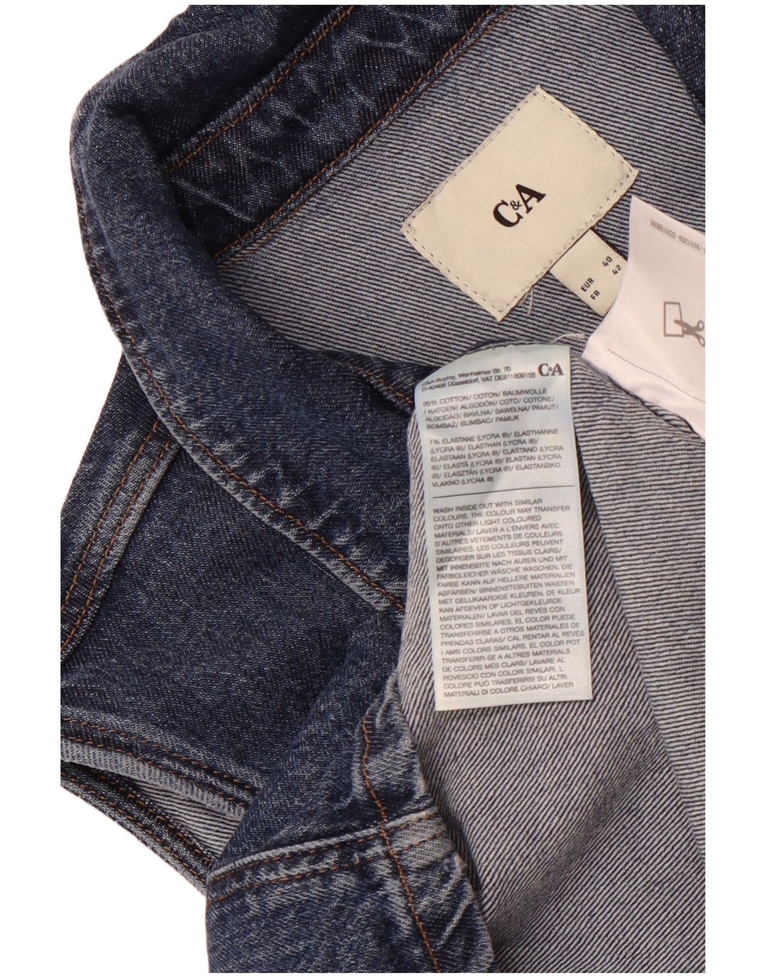 C&A Vestido jeans feminino sem mangas EU 40 algodão azul médio