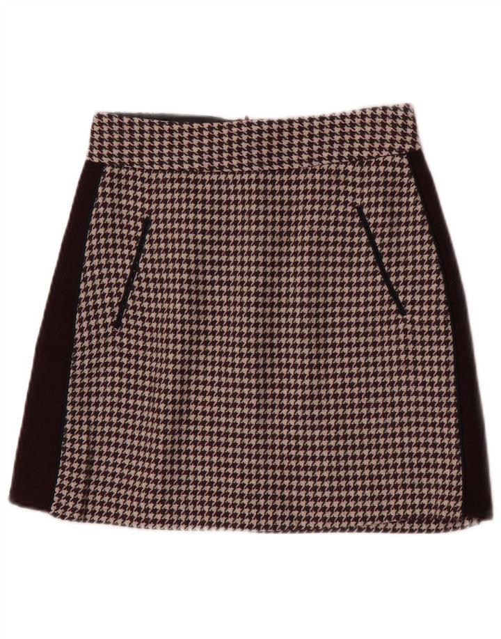 Mini saia feminina Zara XS W24 Borgonha Houndstooth