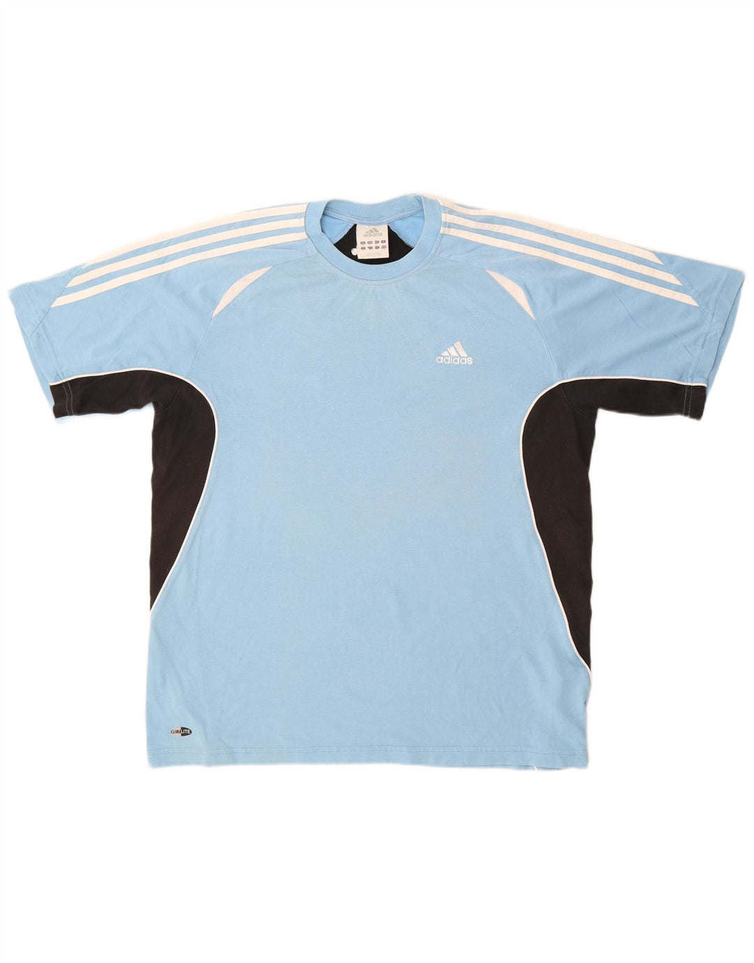 ADIDAS Mens Climalite T-Shirt Top UK 40/42 Médio Azul Colourblock Algodão