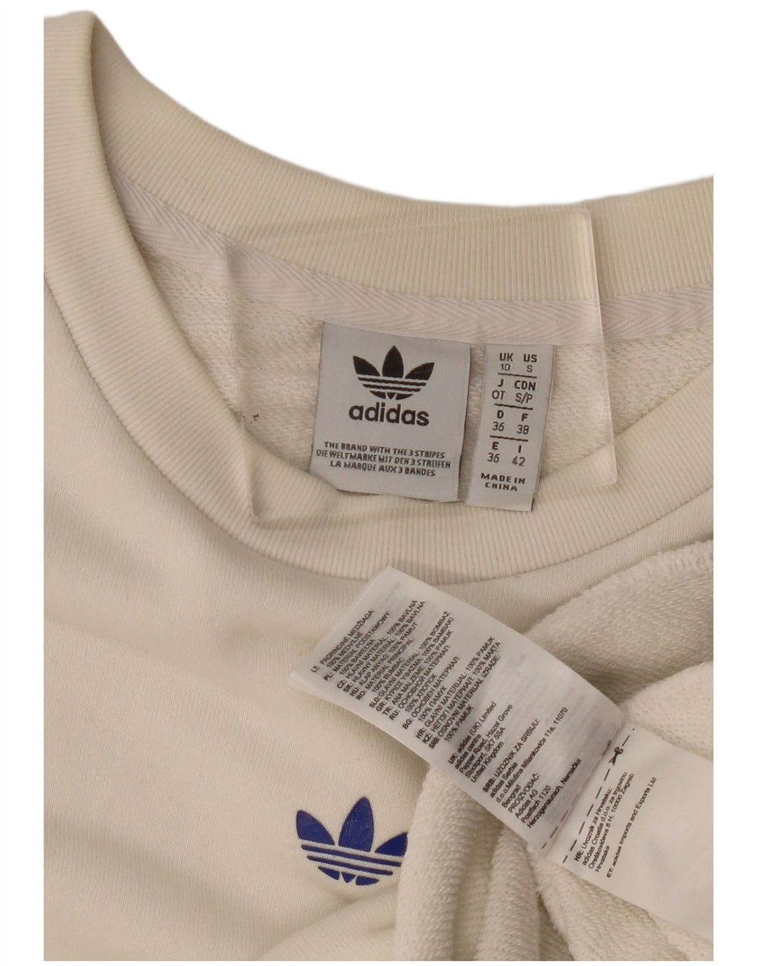 Adidas feminino gráfico oversized moletom jumper reino unido 10 pequeno off white
