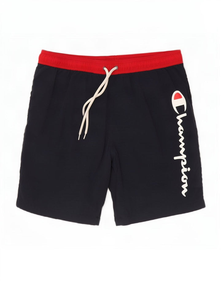 Shorts de natação masculino Champion Graphic grande bloco colorido azul marinho