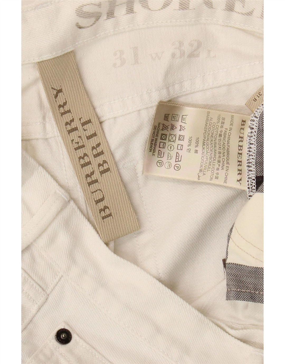 Burberry Mens Jeans Slim W31 L28 Algodão Branco