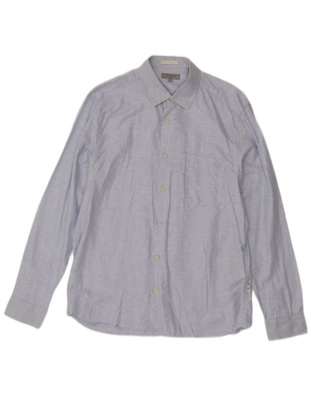 Camisa masculina Ted Baker tamanho 4 grande linho manchado azul