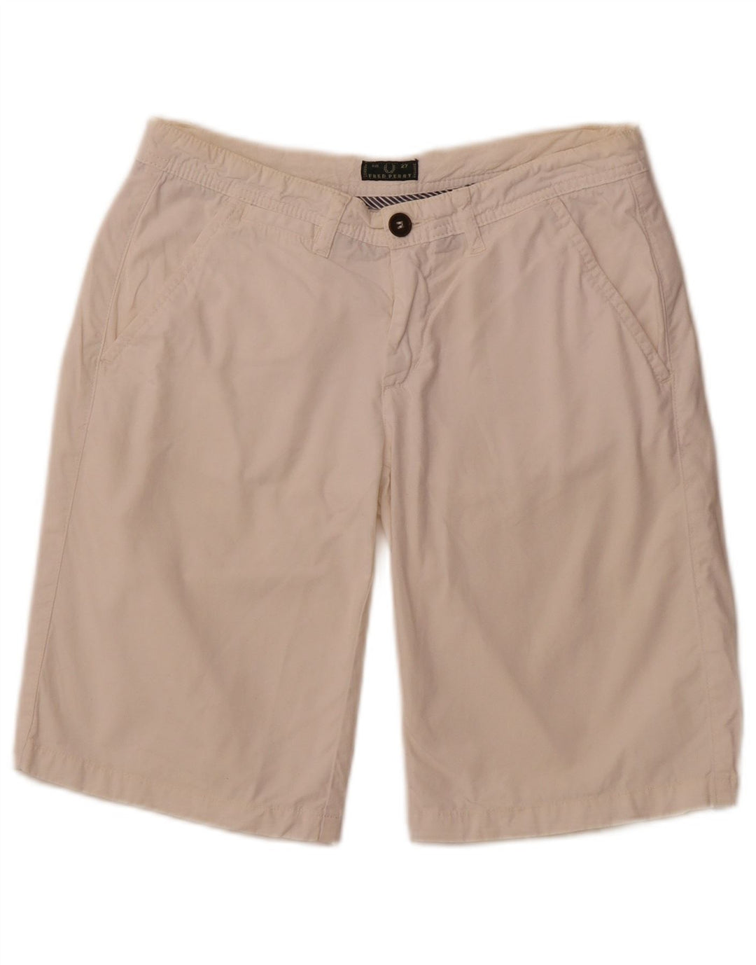 FRED PERRY Shorts Chino feminino W27 pequeno algodão branco