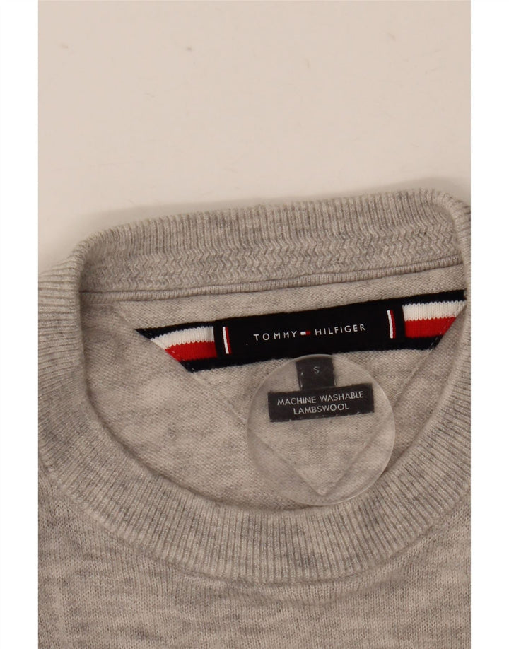 Tommy Hilfiger Suéter masculino com gola redonda pequeno cinza