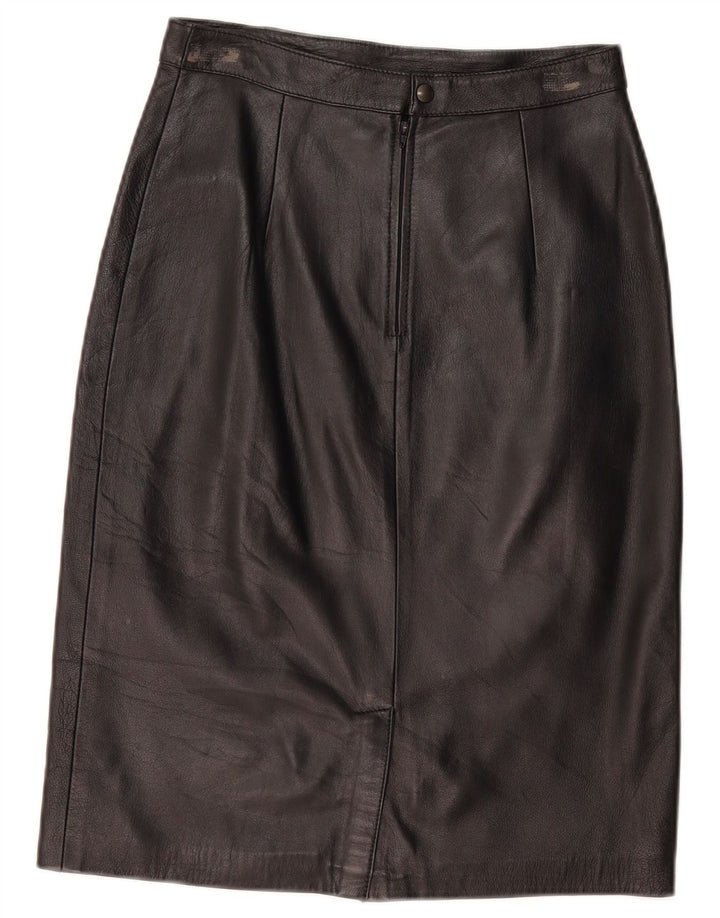 Saia feminina de couro VINTAGE IT 44 médio W28 couro preto