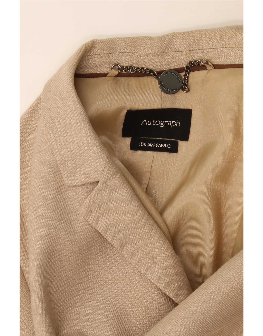 Jaqueta blazer feminina Marks & Spencer Autograph 1 botão Reino Unido 14 grande bege