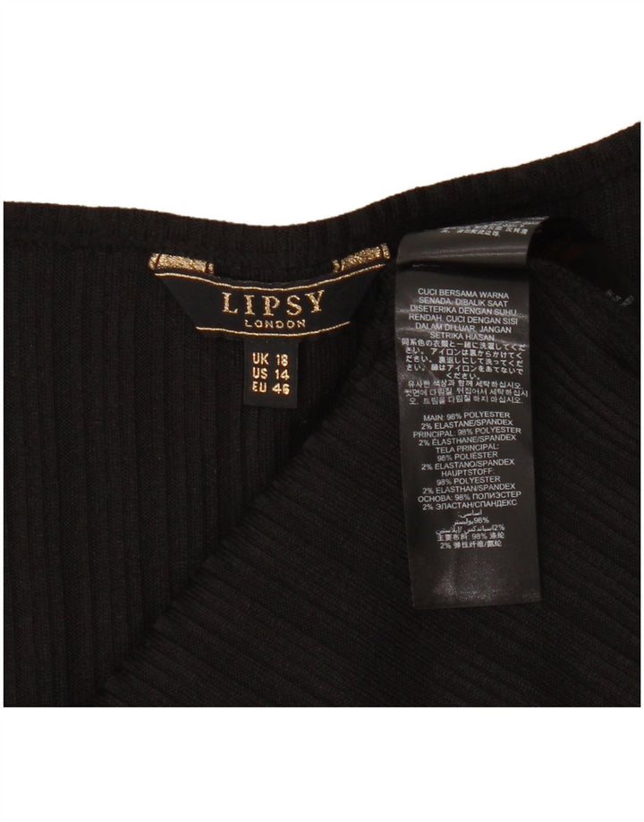 Blusa feminina sem mangas Lipsy UK 18 XL poliéster preto