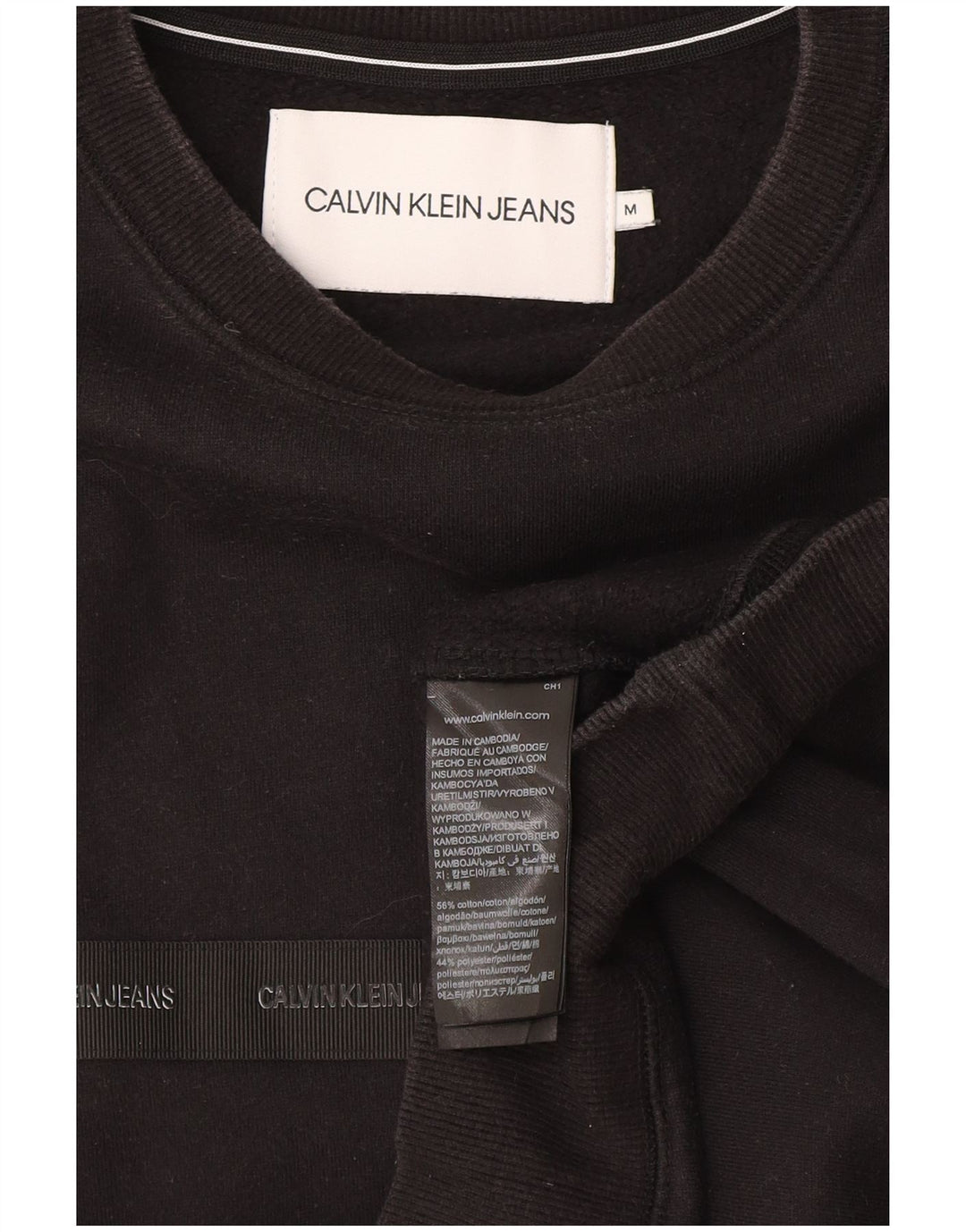 Calvin Klein moletom gráfico masculino jumper médio algodão preto