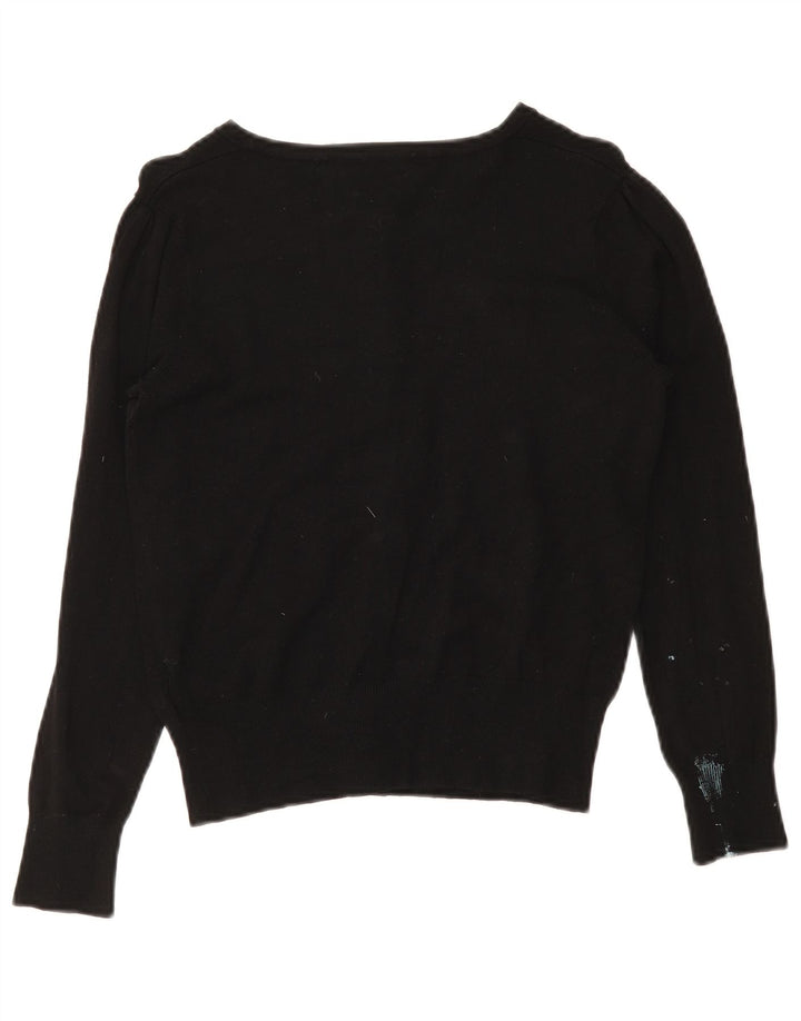 Suéter cardigã feminino MARKS & SPENCER Reino Unido 8 pequeno preto viscose
