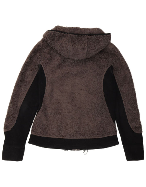 Jaqueta feminina de lã com capuz Jack Wolfskin UK 12/14 cinza médio colorblock