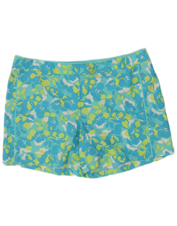 EDDIE BAUER Shorts de natação feminino US 14 XL azul floral poliéster