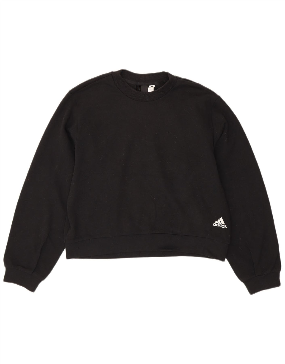 ADIDAS Womens Crop Oversized Sweatshirt Jumper UK 8/10 Pequeno Preto