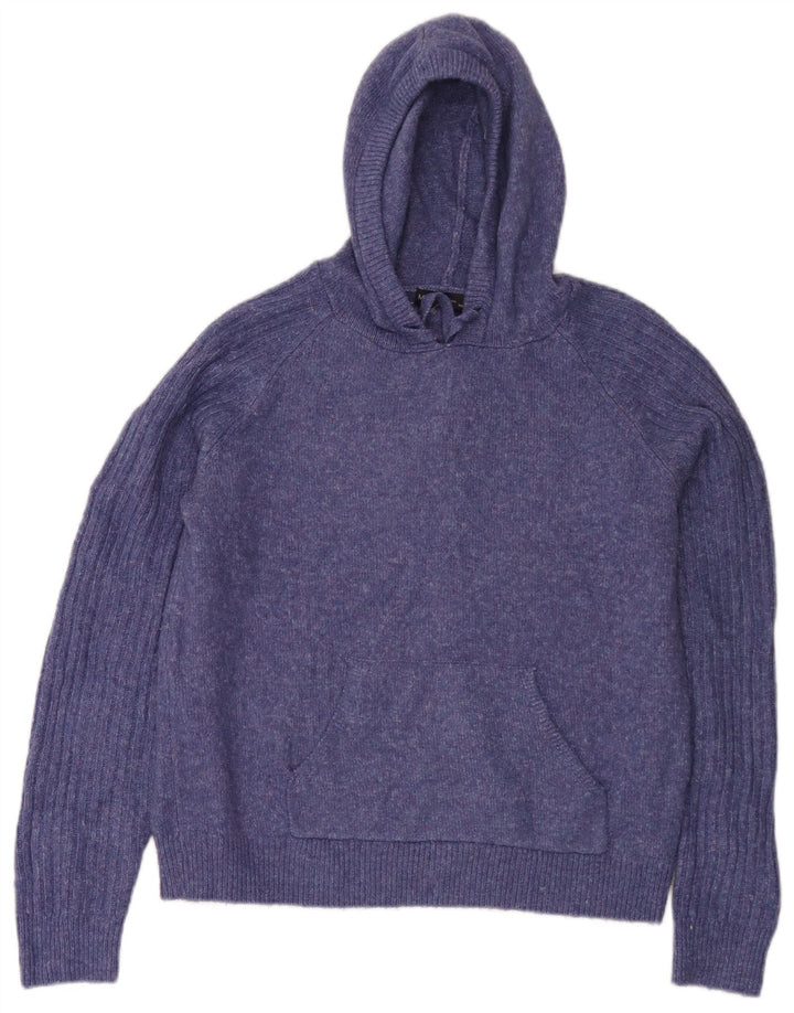 Suéter feminino com capuz Marks & Spencer UK 14 médio azul manchado