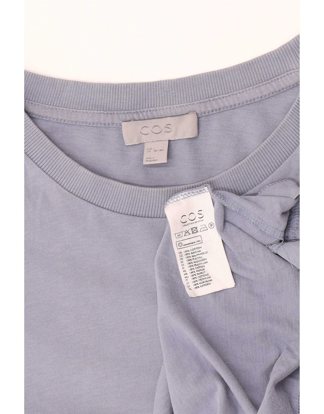 Camiseta masculina Cos Top grande algodão azul