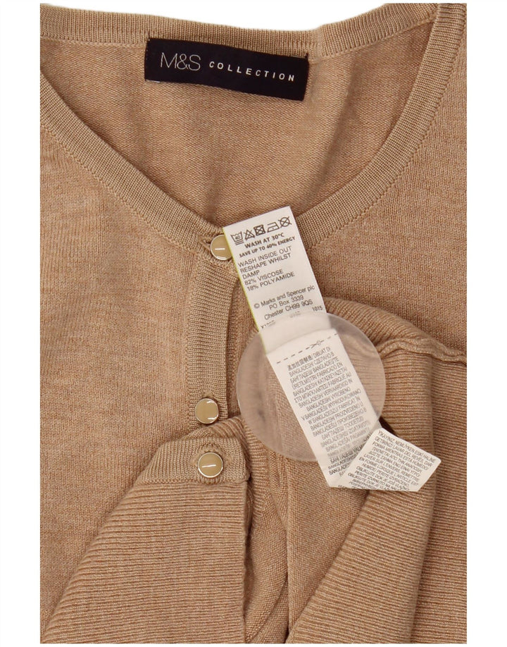 Suéter cardigã feminino Marks & Spencer Reino Unido 12 viscose bege médio