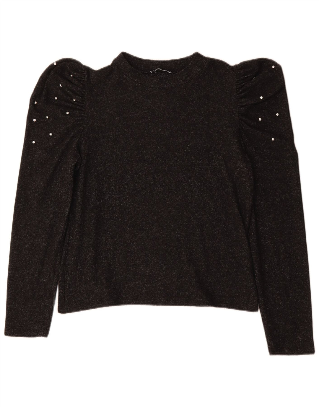 Top feminino ZARA manga comprida UK 14 grande cinza