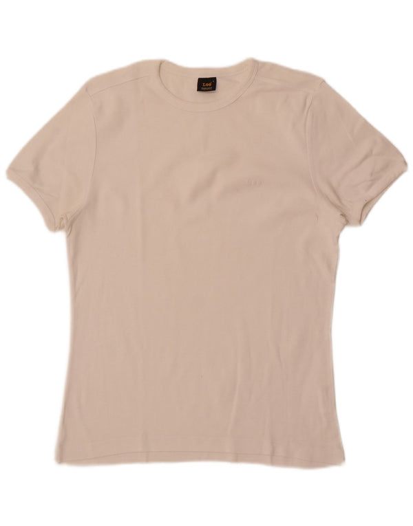 Camiseta feminina Lee UK 14 grande algodão branco