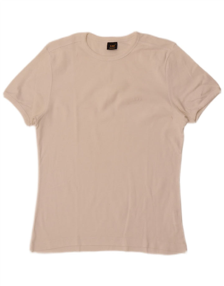 Camiseta feminina Lee UK 14 grande algodão branco