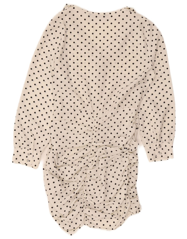 Vestido bodycon feminino de manga comprida Zara Reino Unido 12 bolinhas brancas médias