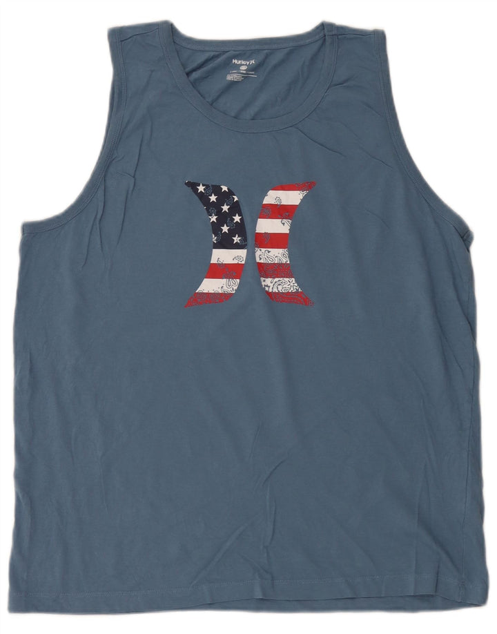 Colete gráfico masculino Hurley Top XL algodão azul