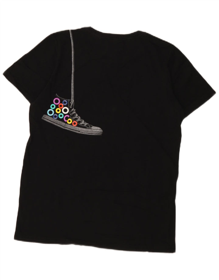Converse Mens Graphic T-Shirt Top Médio Algodão Preto