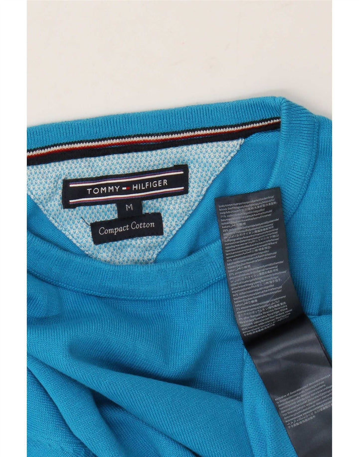 Suéter masculino Tommy Hilfiger com gola redonda e algodão azul médio