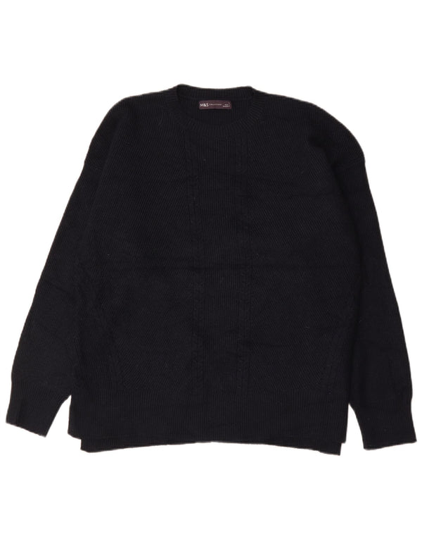 Suéter masculino Marks & Spencer com gola redonda, viscose azul marinho grande