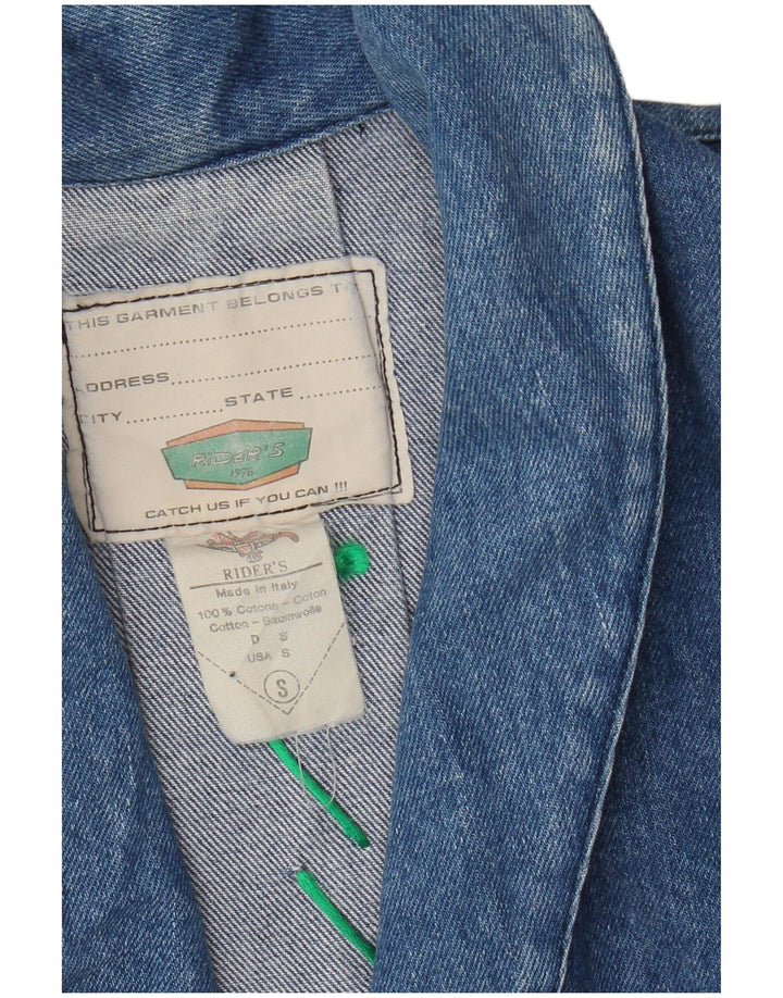 Jaqueta jeans feminina vintage UK 10 algodão azul pequeno