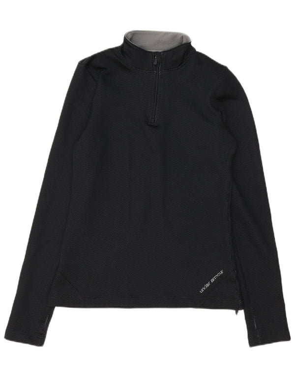 Under Armour Mens Zip Neck Pulôver Treino Top Pequeno Preto